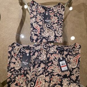 Nautica Women's Paisley Jumpsuit - Black and Red